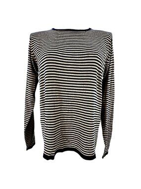 Ryan Harris Sweater Womens Medium Black and Brown Stripe 100% Silk Long Sleeve